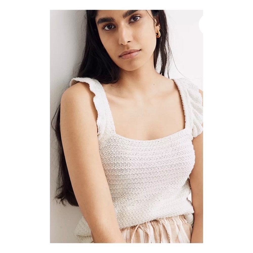 Madewell crocheted ruffled cotton sweater tank